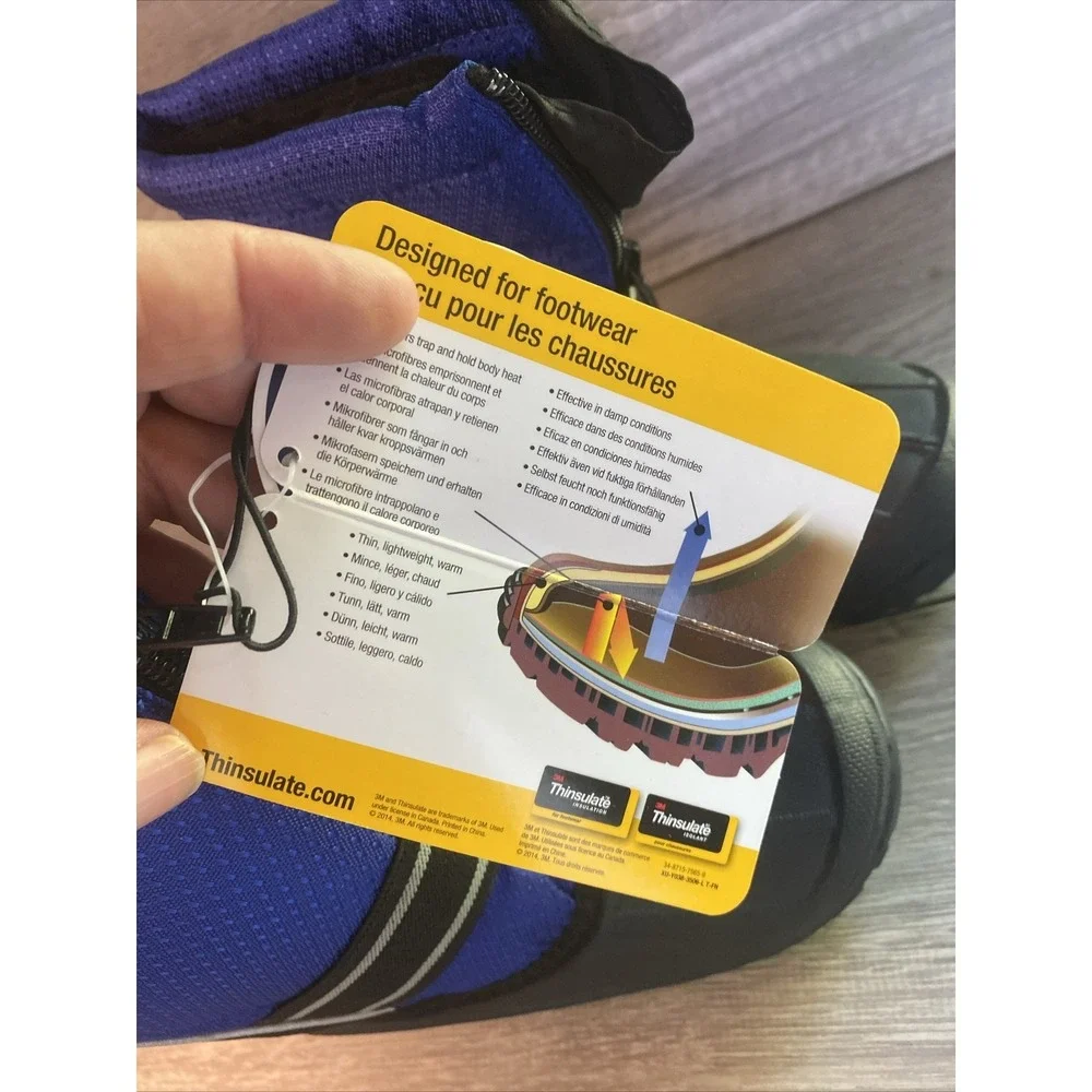 Falls Creek Kids Blue Black Snow Boots 200g 3M Thinsulate Insulated Size 11 NEW